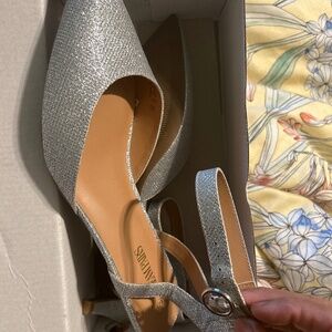New formal silver ankle strap shoe size 12